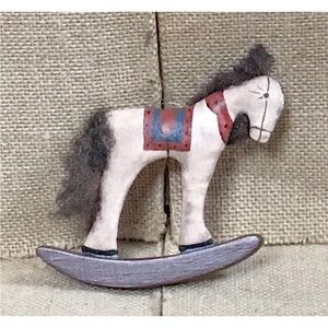 Vintage Rocking Horse Christmas Ornament Primitive Rustic Farm Cottage Core